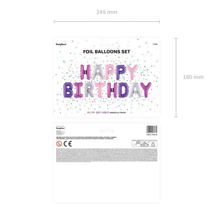 Letterballon Set Happy Birthday Paars Mix Leeg 3,4m van Partydeco koop je bij Partywinkel