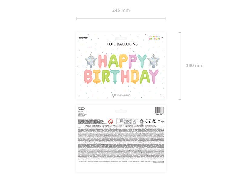 Letterballon Set Happy Birthday Pastel Mix Leeg 3,95m van Partydeco koop je bij Partywinkel