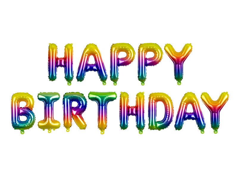 Letterballon Set Happy Birthday Regenboog Leeg 3,4m van Partydeco koop je bij Partywinkel