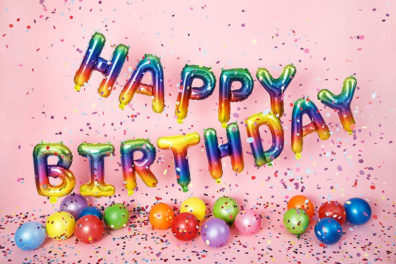 Letterballon Set Happy Birthday Regenboog Leeg 3,4m van Partydeco koop je bij Partywinkel