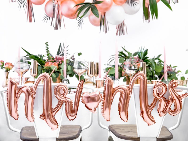 Letterballon Set Mr Mrs Rose Goud Leeg 1,25m van Partydeco koop je bij Partywinkel