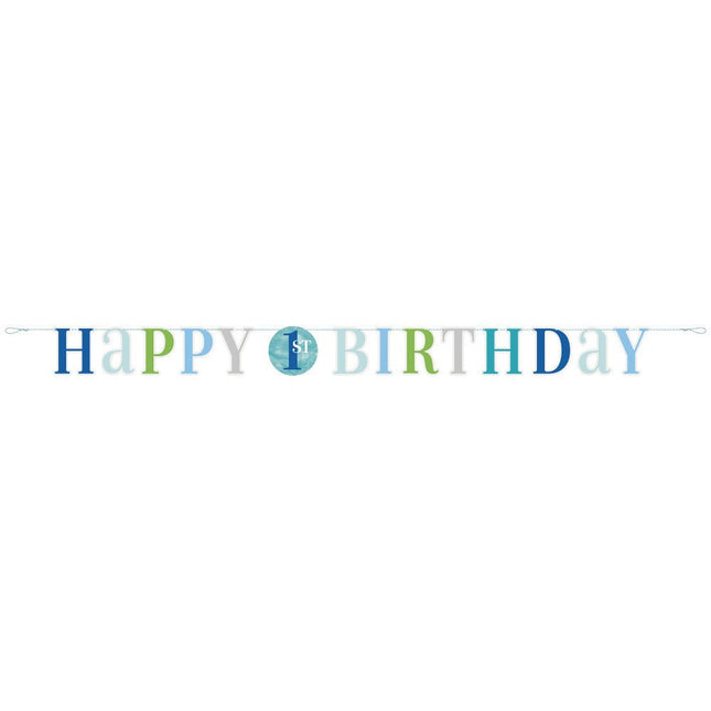Letterslinger 1 Jaar Blauw 1,83m van Unique koop je bij Partywinkel