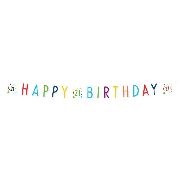 Letterslinger 21 Jaar Happy Birthday Confetti Gekleurd 1,8m van Riethmueller koop je bij Partywinkel