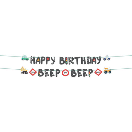 Letterslinger Set - Happy Birthday - Wacky Wheels - 1,5 meter van Folat koop je bij Partywinkel