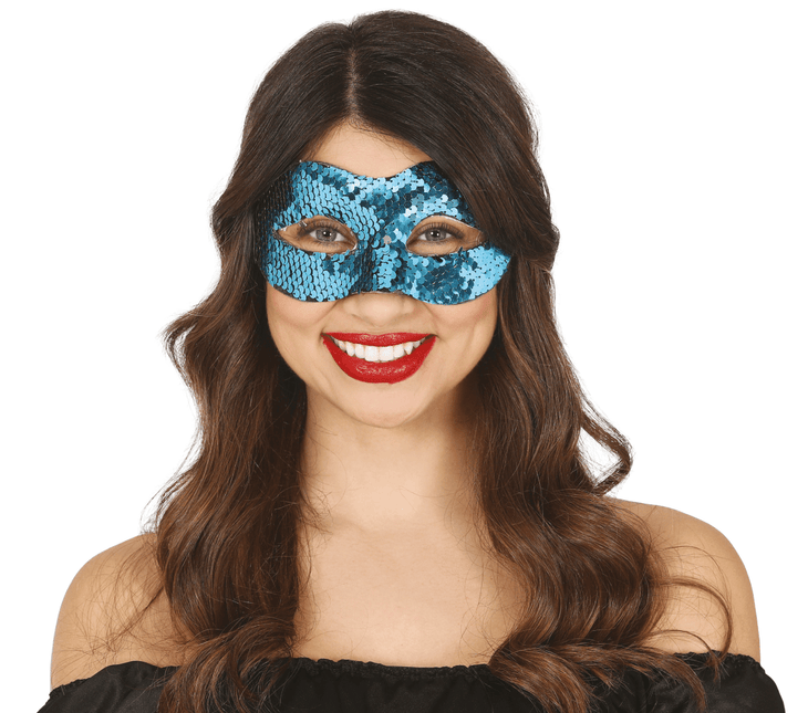 Lichtblauw Masker Pailletten van Fiestas Guirca koop je bij Partywinkel