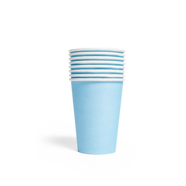 Lichtblauwe Bekers Papier 210ml 8st van WeFiesta koop je bij Partywinkel