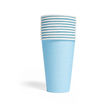Lichtblauwe Bekers Papier 350ml 10st van WeFiesta koop je bij Partywinkel