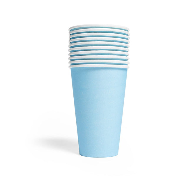 Lichtblauwe Bekers Papier 350ml 10st van WeFiesta koop je bij Partywinkel