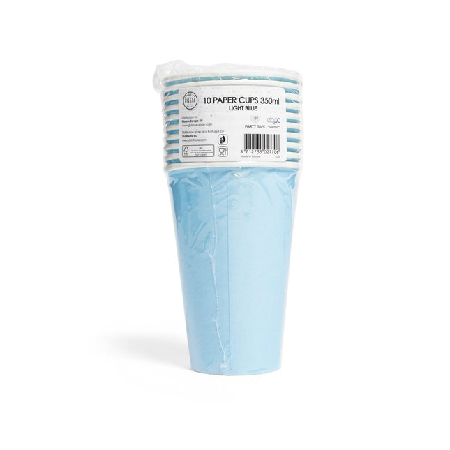 Lichtblauwe Bekers Papier 350ml 10st van WeFiesta koop je bij Partywinkel