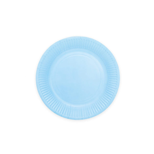 Lichtblauwe Borden Papier 18cm 20st van WeFiesta koop je bij Partywinkel