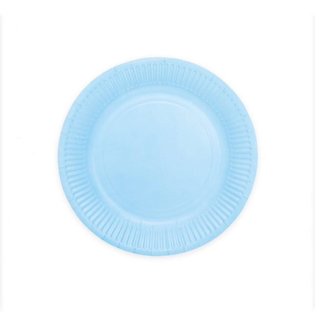 Lichtblauwe Borden Papier 23cm 16st van WeFiesta koop je bij Partywinkel