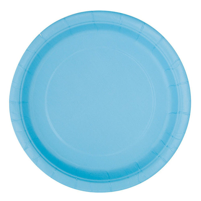 Lichtblauwe Borden Rond 23cm 16st van Unique koop je bij Partywinkel
