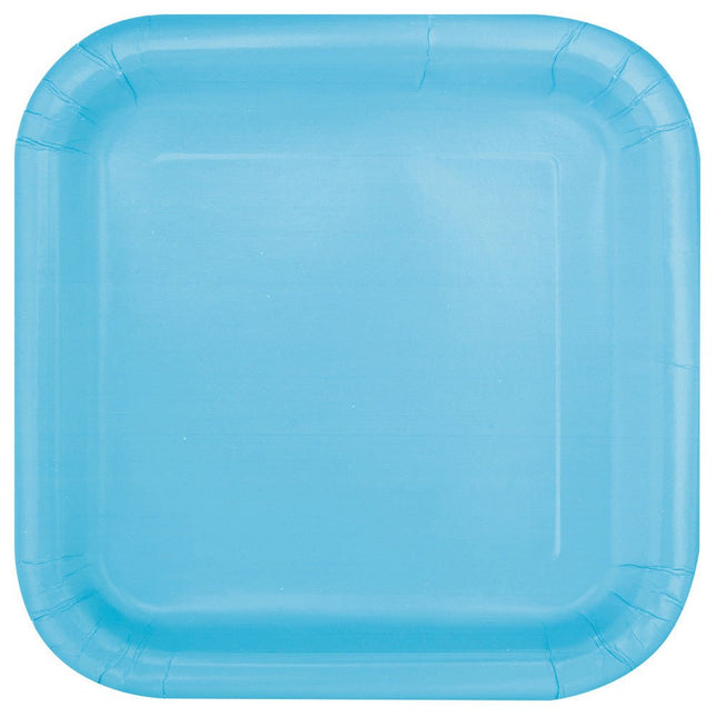 Lichtblauwe Borden Vierkant 17,5cm 16st van Unique koop je bij Partywinkel