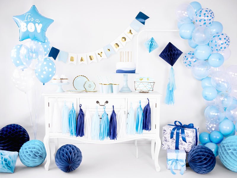 Lichtblauwe Bordjes Karton Goud 18cm 6st van Partydeco koop je bij Partywinkel
