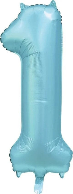 Lichtblauwe Cijfer Ballon 1 Jaar Glans 86cm van WeFiesta koop je bij Partywinkel