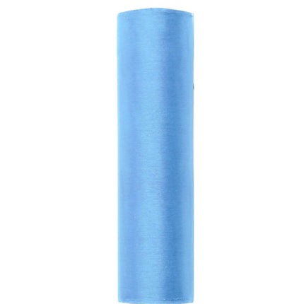 Lichtblauwe Organza Stof 16cm 9m van Partydeco koop je bij Partywinkel
