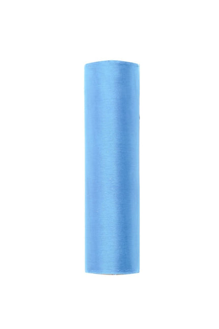 Lichtblauwe Organza Stof 16cm 9m van Partydeco koop je bij Partywinkel