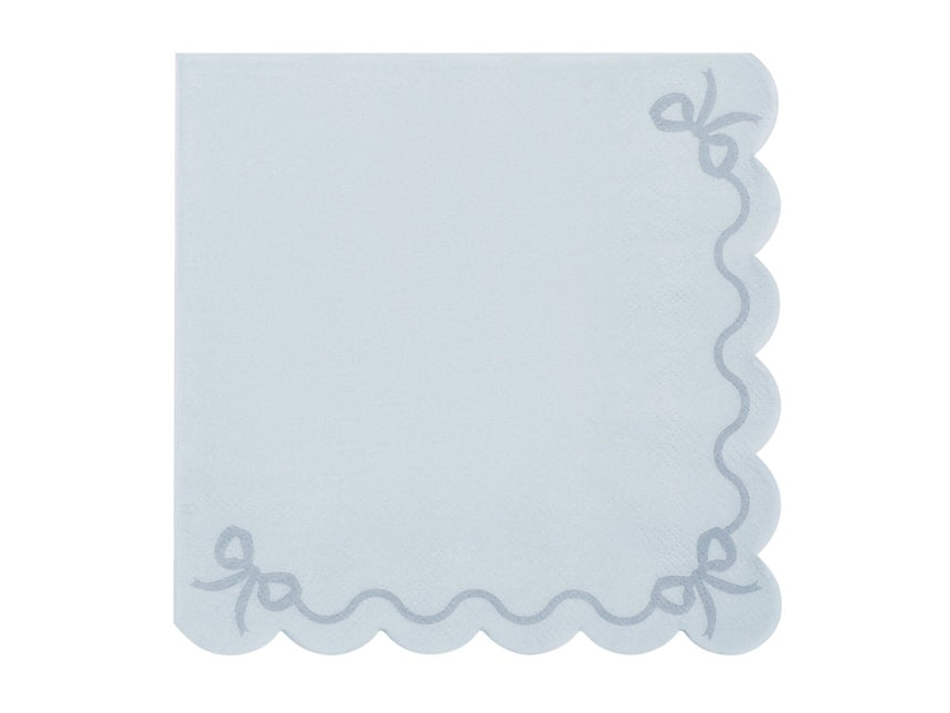 Lichtblauwe Servetten Strik 16,5cm van Partydeco koop je bij Partywinkel