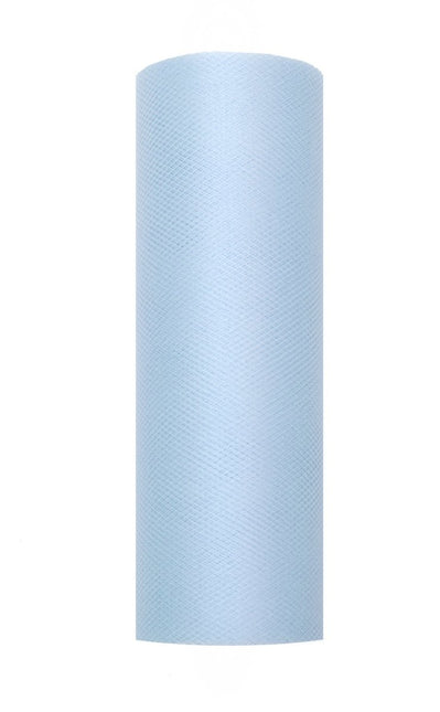 Lichtblauwe Tule Rol 15cm 9m van Partydeco koop je bij Partywinkel