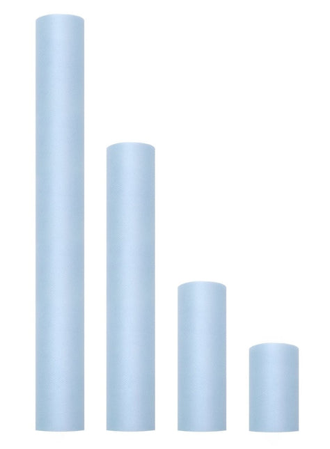 Lichtblauwe Tule Rol 15cm 9m van Partydeco koop je bij Partywinkel