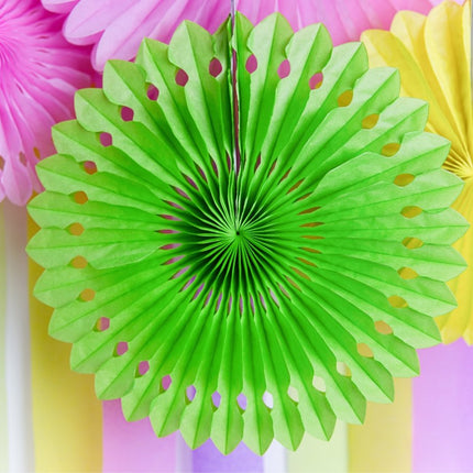 Lichtgroene Papieren Waaiers 20cm 3st van Partydeco koop je bij Partywinkel