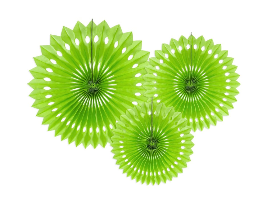 Lichtgroene Papieren Waaiers 20cm 3st van Partydeco koop je bij Partywinkel