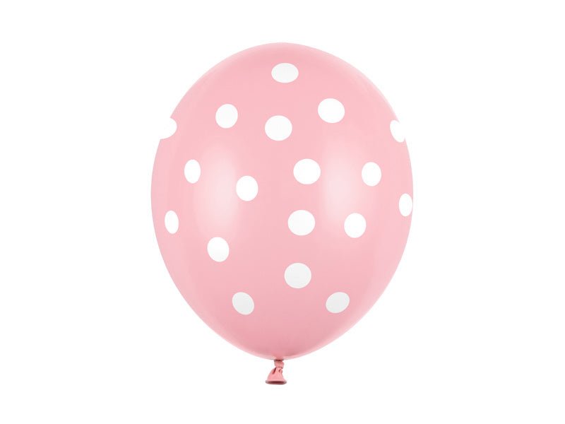 Lichtroze Ballonnen Witte Stipjes 30cm 6st van Partydeco koop je bij Partywinkel