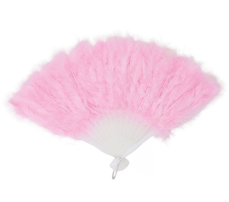 Lichtroze Handwaaier Veren 45cm van Fiestas Guirca koop je bij Partywinkel