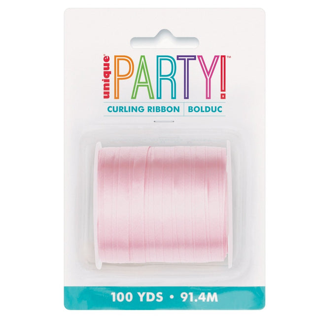Lichtroze Lint 91,4m van Unique koop je bij Partywinkel