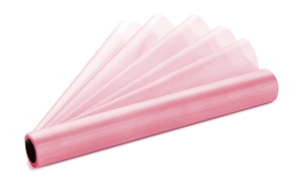 Lichtroze Organza Stof 16cm 9m van Partydeco koop je bij Partywinkel