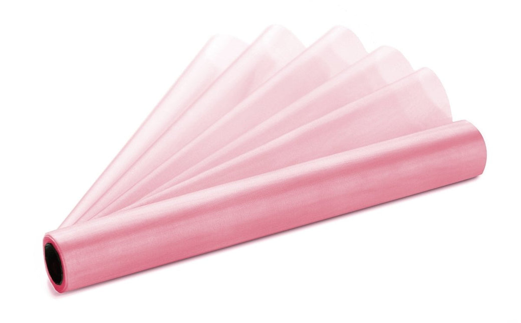 Lichtroze Organza Stof 36cm 9m van Partydeco koop je bij Partywinkel