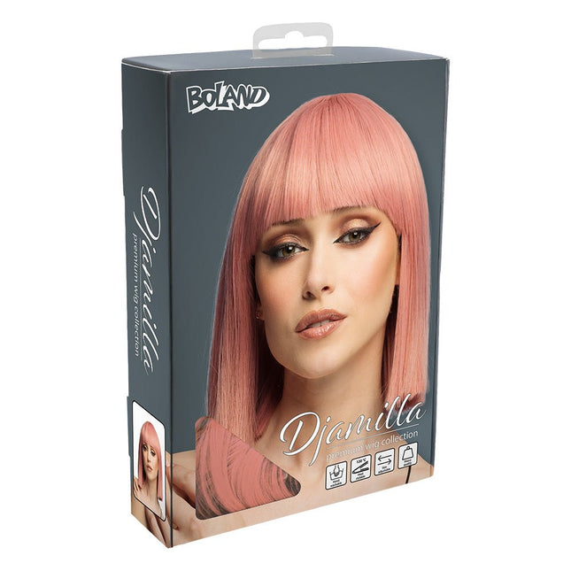 Lichtroze Pruik Bob Met Pony van Boland koop je bij Partywinkel