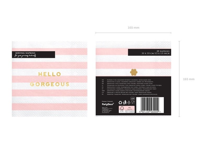 Lichtroze Servetten Hello Gorgeous 33cm 20st van Partydeco koop je bij Partywinkel