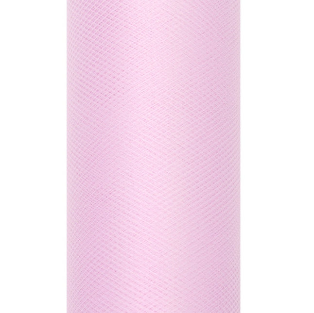 Lichtroze Tule Rol 15cm 9m van Partydeco koop je bij Partywinkel