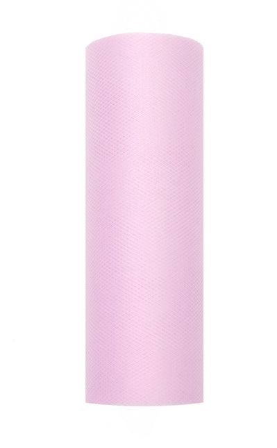 Lichtroze Tule Rol 15cm 9m van Partydeco koop je bij Partywinkel