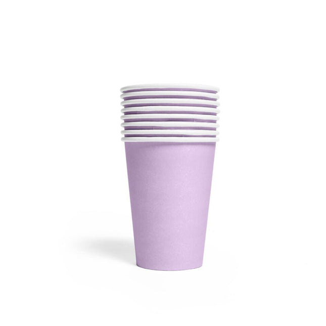 Lila Bekers Papier 210ml 8st van WeFiesta koop je bij Partywinkel