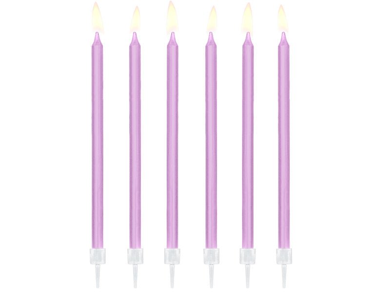 Lila Kaarsen 14cm 12st van Partydeco koop je bij Partywinkel
