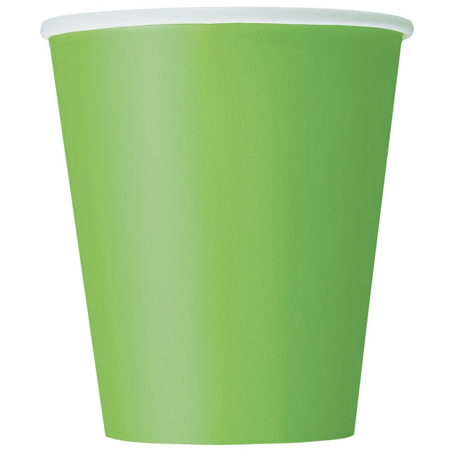 Lime Groene Bekers 266ml 14st van Unique koop je bij Partywinkel
