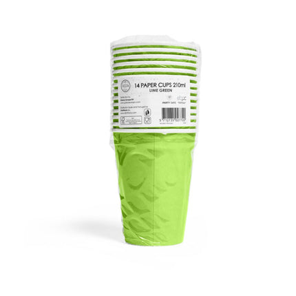 Lime Groene Bekers Papier 210ml 14st van WeFiesta koop je bij Partywinkel