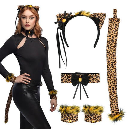 Luipaard Accessoireset Bruin 4 delig van Boland koop je bij Partywinkel