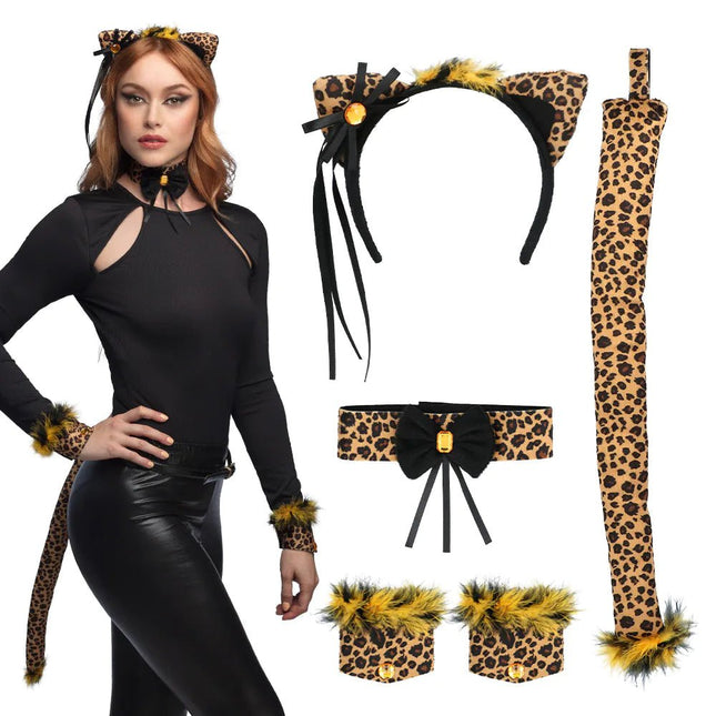 Luipaard Accessoireset Bruin 4 delig van Boland koop je bij Partywinkel