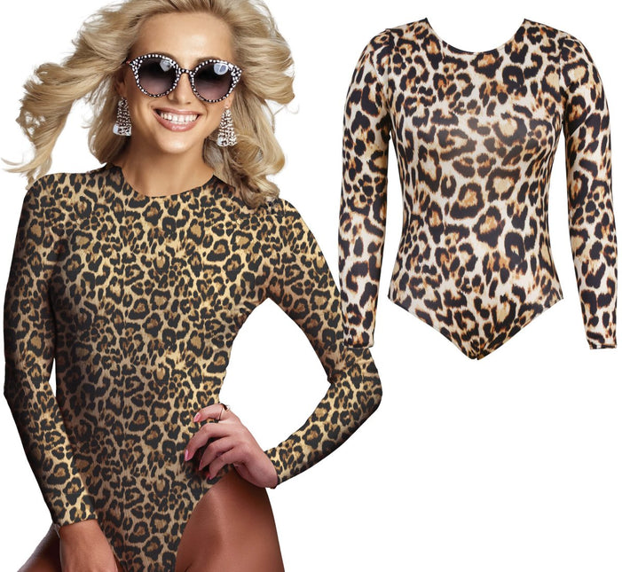 Luipaard Body Suit Bruin Beige Dames van Fiestas Guirca koop je bij Partywinkel