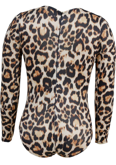 Luipaard Body Suit Bruin Beige Dames van Fiestas Guirca koop je bij Partywinkel