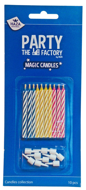 Magic Kaarsjes met Houders 6cm 10st van Haza Witbaard koop je bij Partywinkel