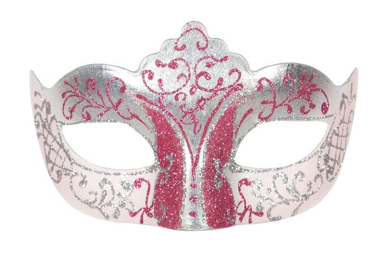 Venetiaans Oogmasker Roze Zilver Glitter van Wilbers & Wilbers koop je bij Partywinkel