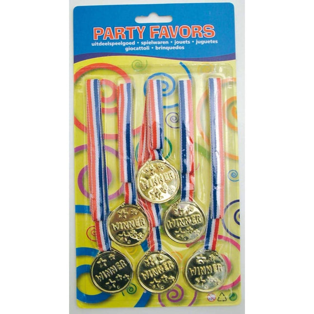 Medailles Winnaar - 6 stuks van Folat koop je bij Partywinkel