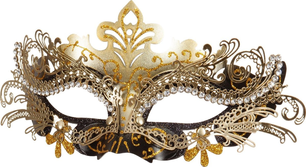 Metalen Masker – Zwart - Goud van Orlob koop je bij Partywinkel