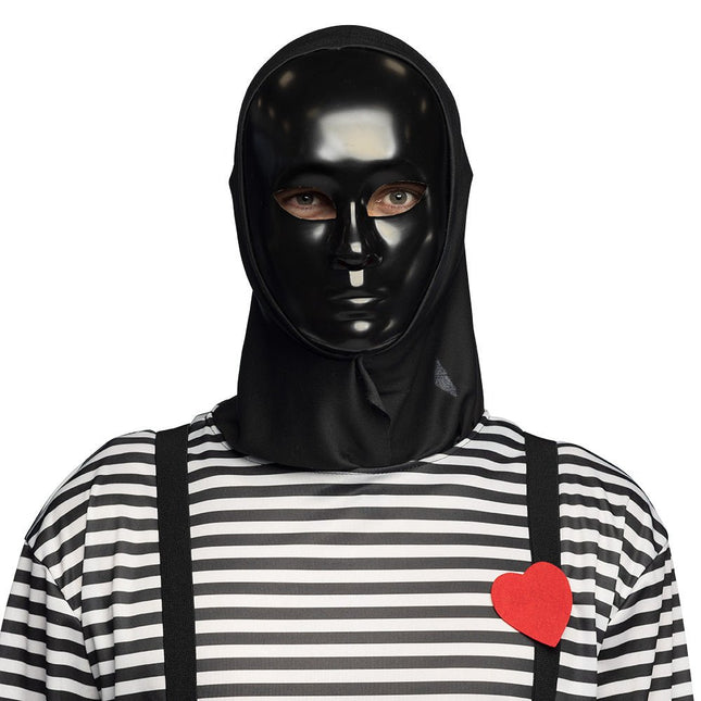 Mime Masker Zwart Met Kap van Boland koop je bij Partywinkel