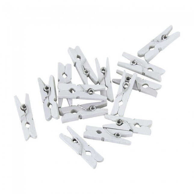 Mini Knijpers Hout Wit 24st van WeFiesta koop je bij Partywinkel