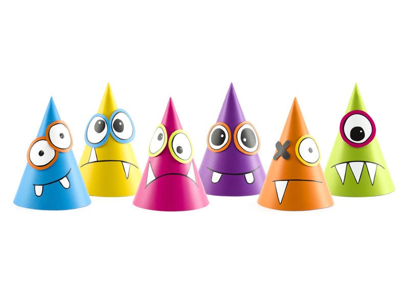 Monster Feesthoedjes 16cm 6st van Partydeco koop je bij Partywinkel